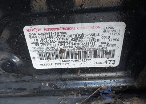 2011 Mitsubishi Outlander Sport Se from USA, damaged, VIN JA4AR4AU8BZ023957